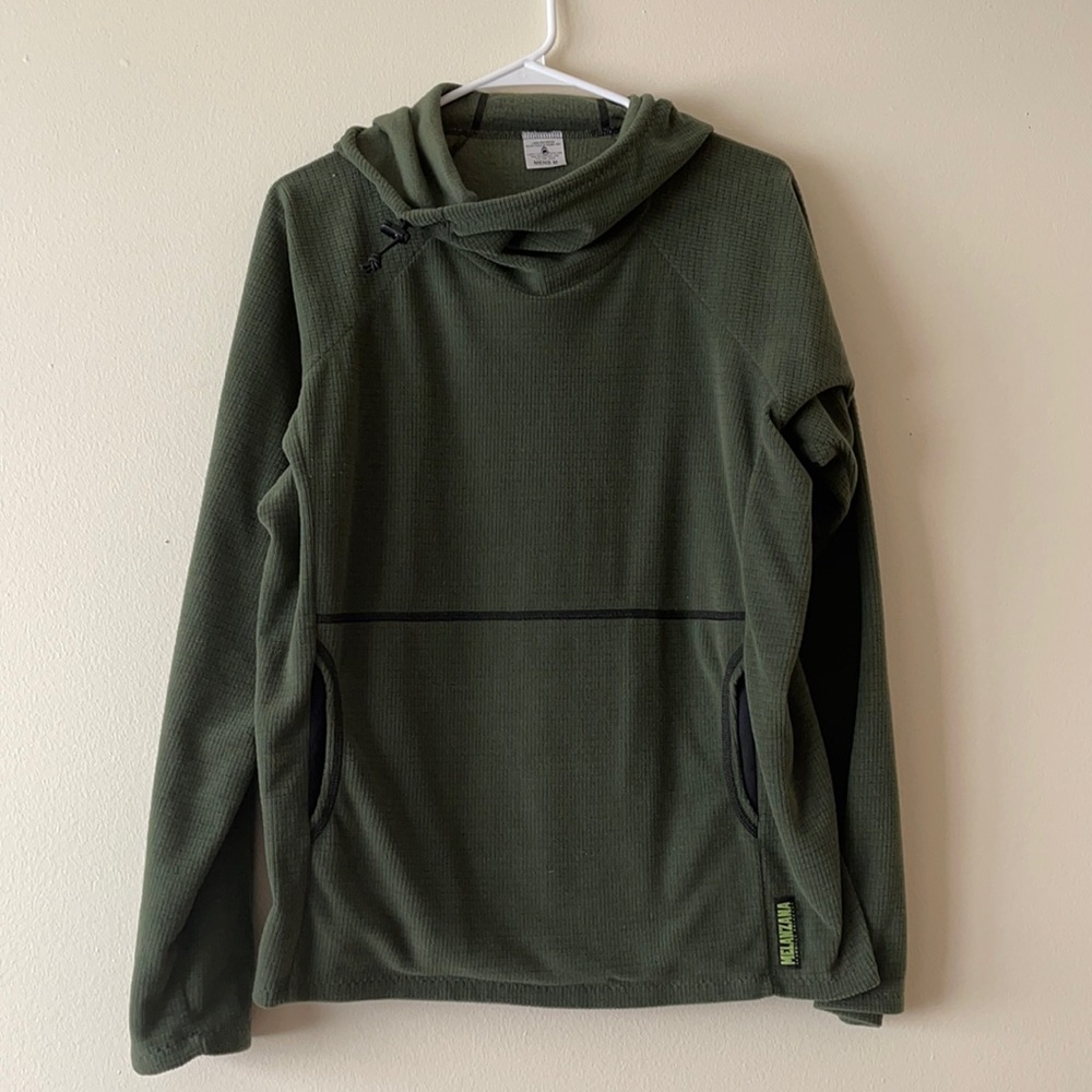 Melanzana micro-grid hoodie in “thyme”